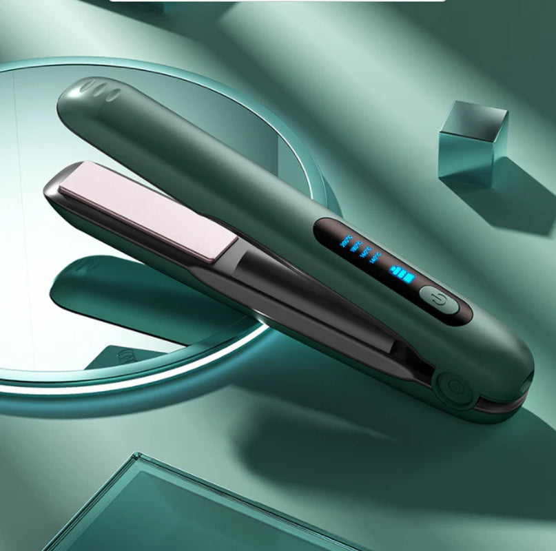 Wireless Hair Straightener Flat Iron Mini 2 in 1 Roller USB 5000Mah Max 200 Degree Portable Cordless Curler 4 Levels Dry and Wet Uses